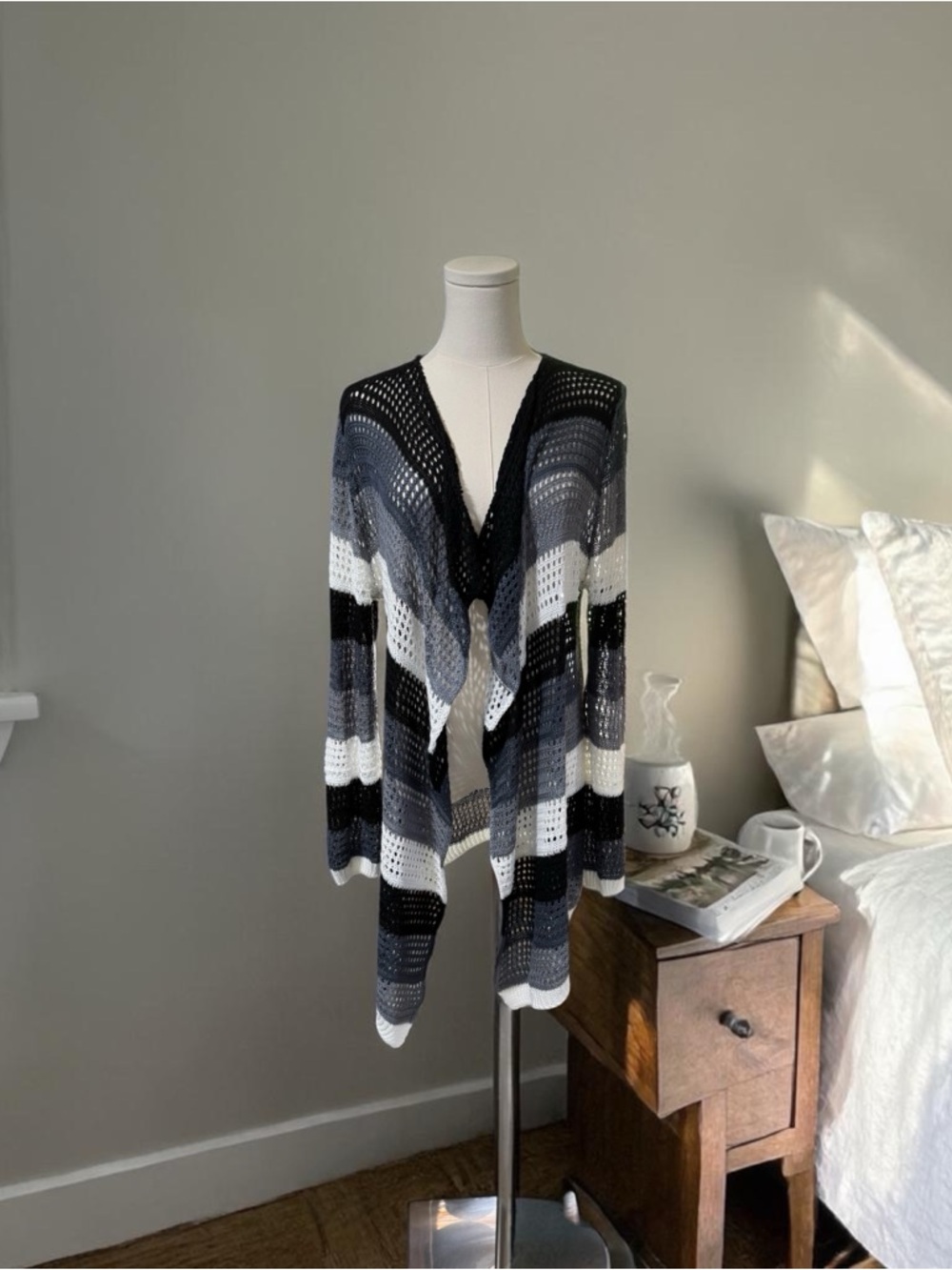 Poof Color‎ Block Open Knit Cardigan SZ LG